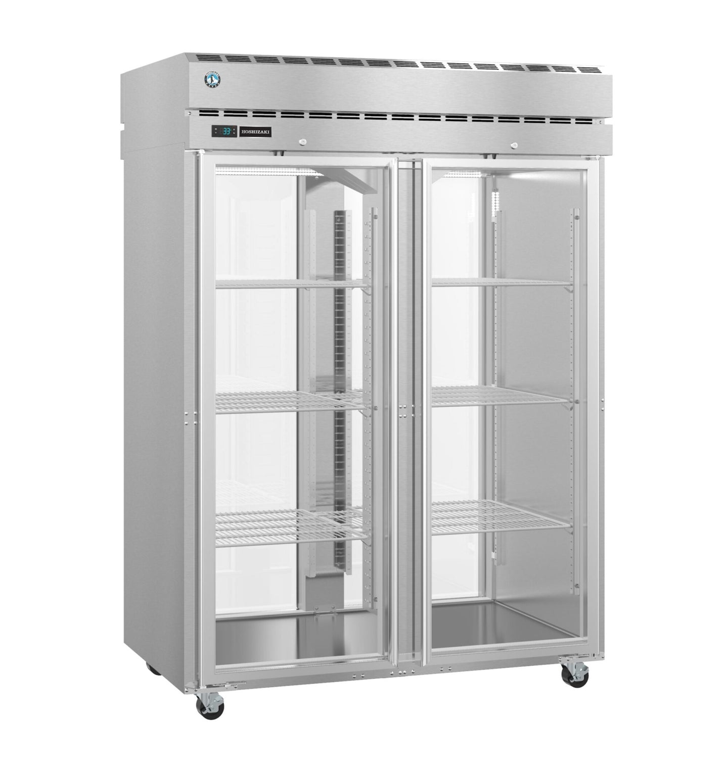 Right side view of the Hoshizaki PT2A-FG-FG two section pass-thru refrigerator