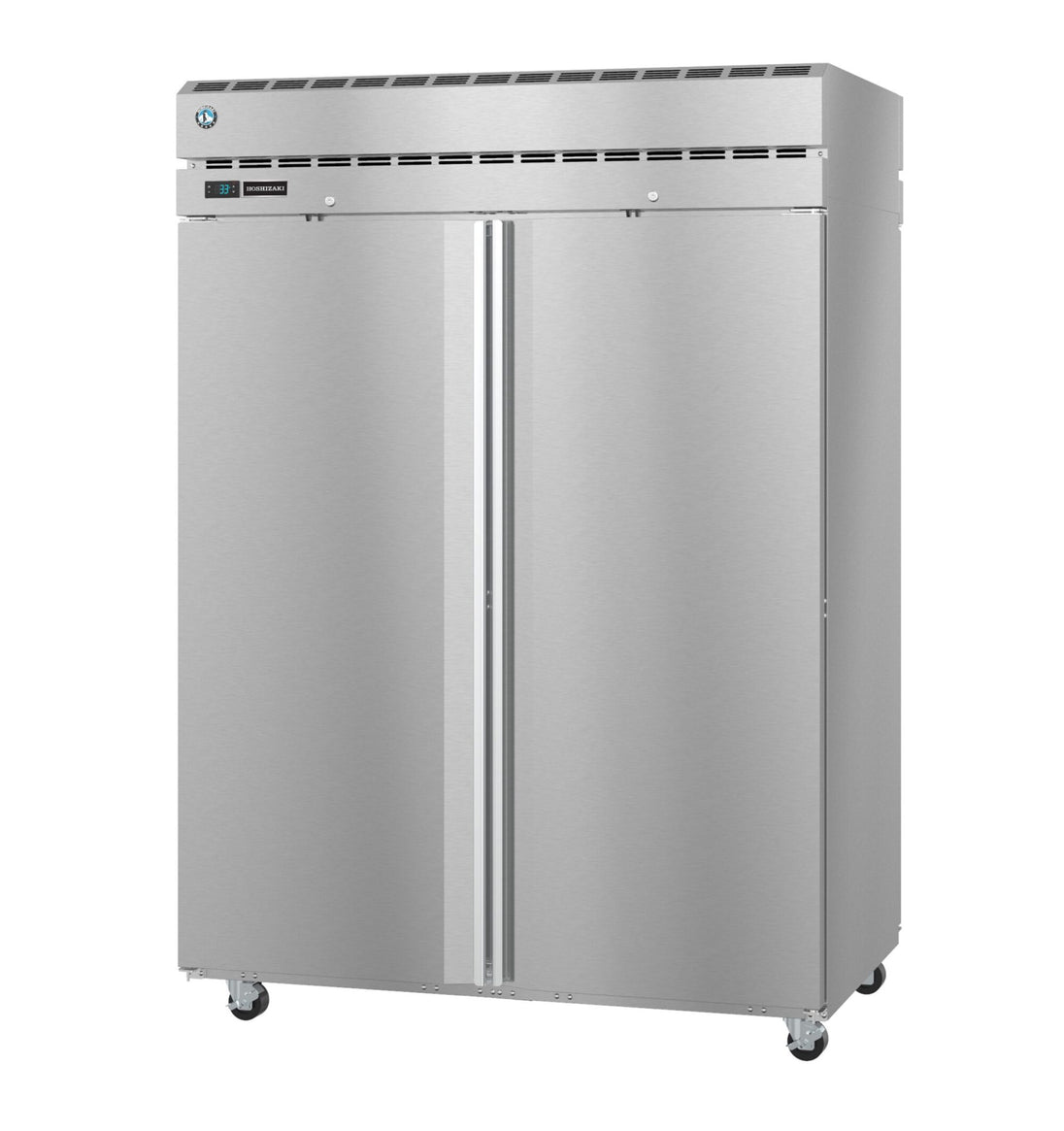 Left side view of the Hoshizaki PT2A-FS-FS two section pass-thru refrigerator