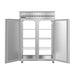 Hoshizaki PT2A-FS-FS pass-thru refrigerator with doors open showing interior shelving