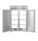 Hoshizaki PT2A-FS-FS pass-thru refrigerator with doors open showing interior shelving