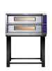 Ampto PZA-12US double deck electric pizza deck oven on painted steel stand