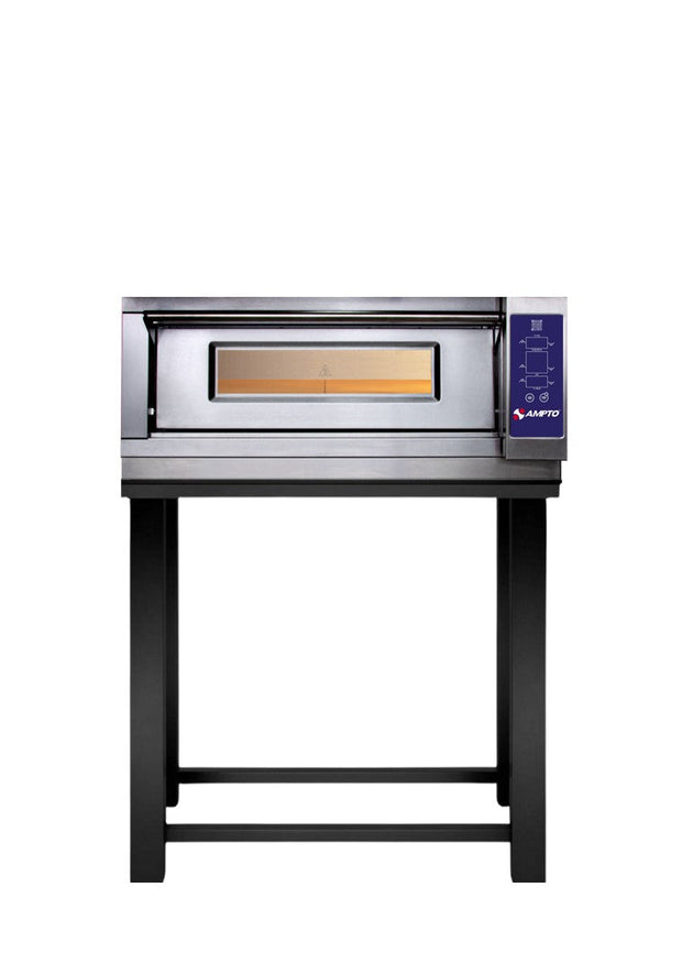 Ampto PZA-4US single deck electric pizza deck oven on painted steel stand