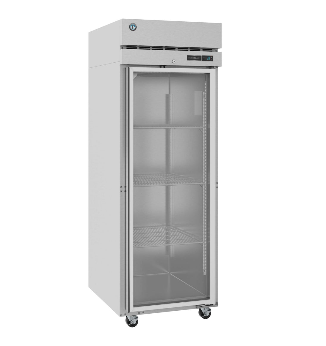 Right side view of the Hoshizaki R1A-FG glass door reach-in refrigerator