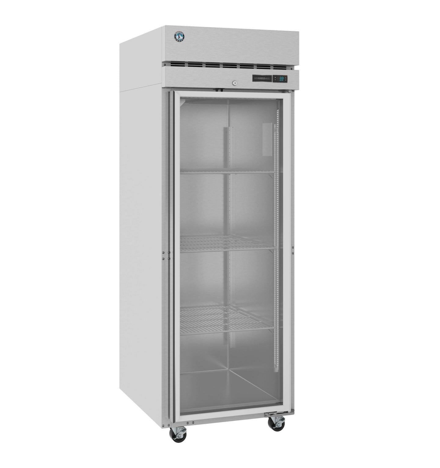 Right side view of the Hoshizaki R1A-FG glass door reach-in refrigerator