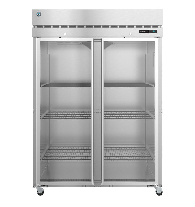 Hoshizaki R2A-FG two section reach-in refrigerator with full glass doors