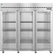 Hoshizaki R3A-FG Steelheart Series three section reach-in refrigerator with full glass doors