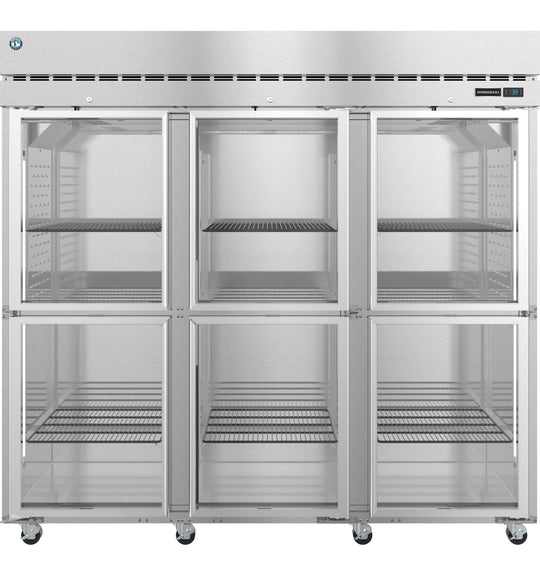 Hoshizaki R3A-HG Steelheart Series three section reach-in refrigerator with half glass doors