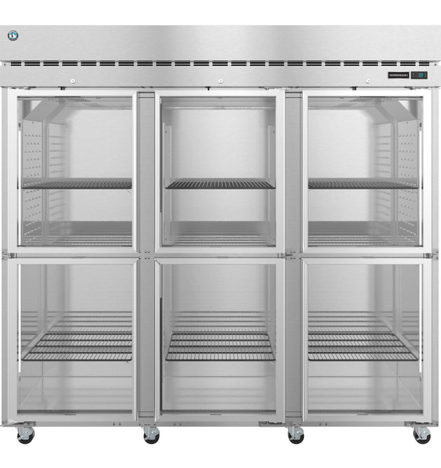 Hoshizaki R3A-HG Steelheart Series three section reach-in refrigerator with half glass doors