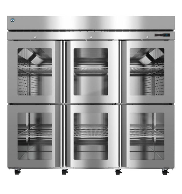 Hoshizaki R3A-HGE Steelheart Series three section reach-in refrigerator with half glass doors