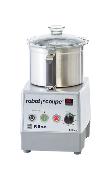 Robot Coupe R5VV countertop vertical cutter mixer with 5.9 quart stainless steel bowl