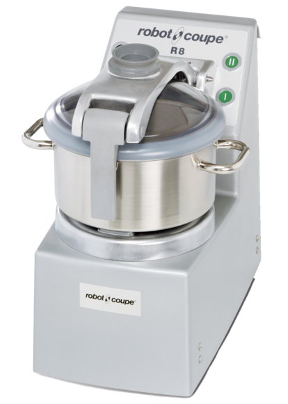 Robot Coupe R8 countertop vertical cutter mixer with 8 quart stainless steel bowl