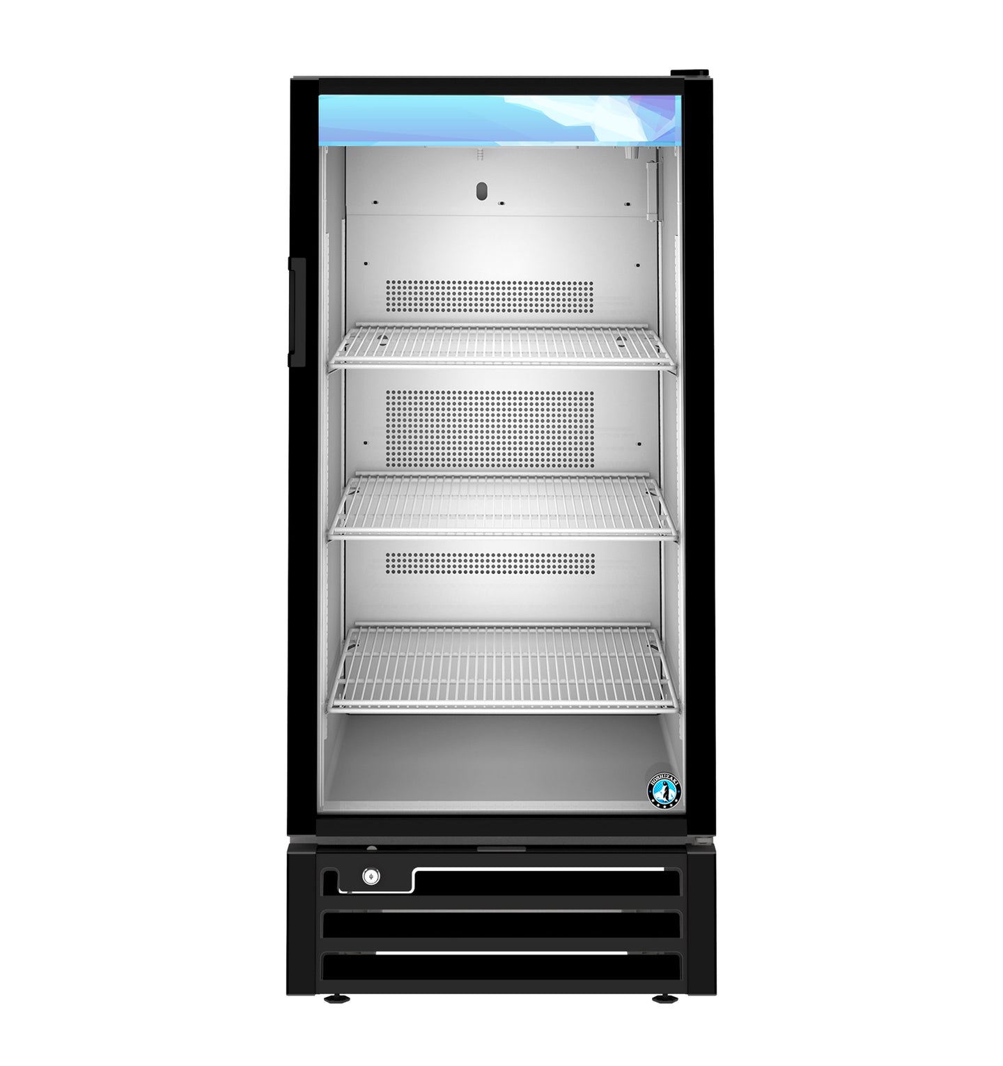 Hoshizaki RM-10-HC-BLK black glass door refrigerated merchandiser, front view