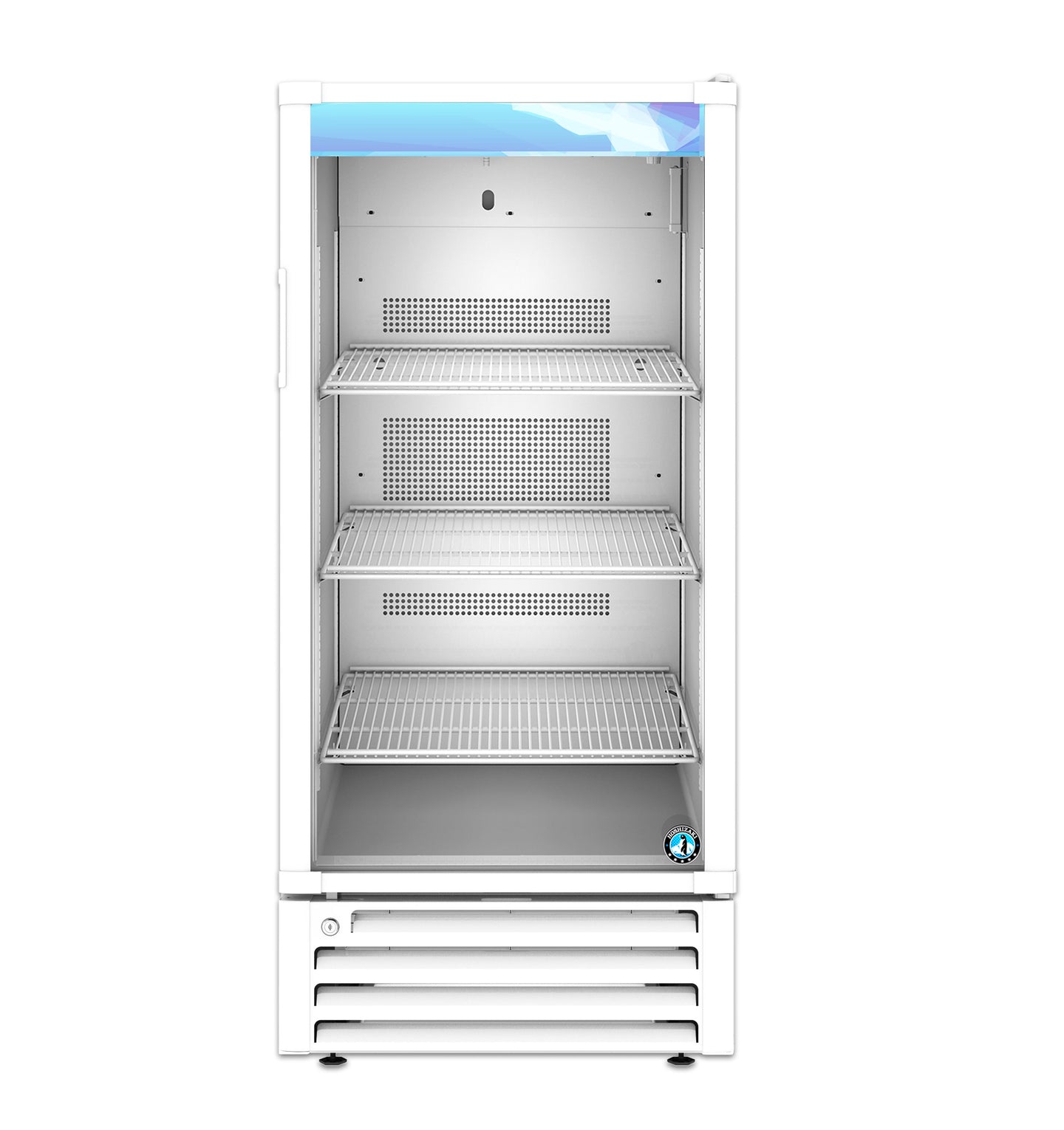 Hoshizaki RM-10-HC-WHT white glass door refrigerated merchandiser, front view