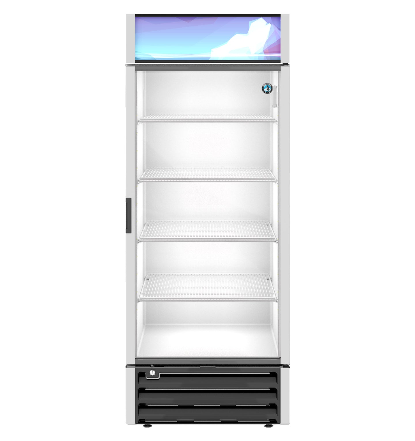Hoshizaki RM-26-HC single section glass door refrigerated merchandiser, front view