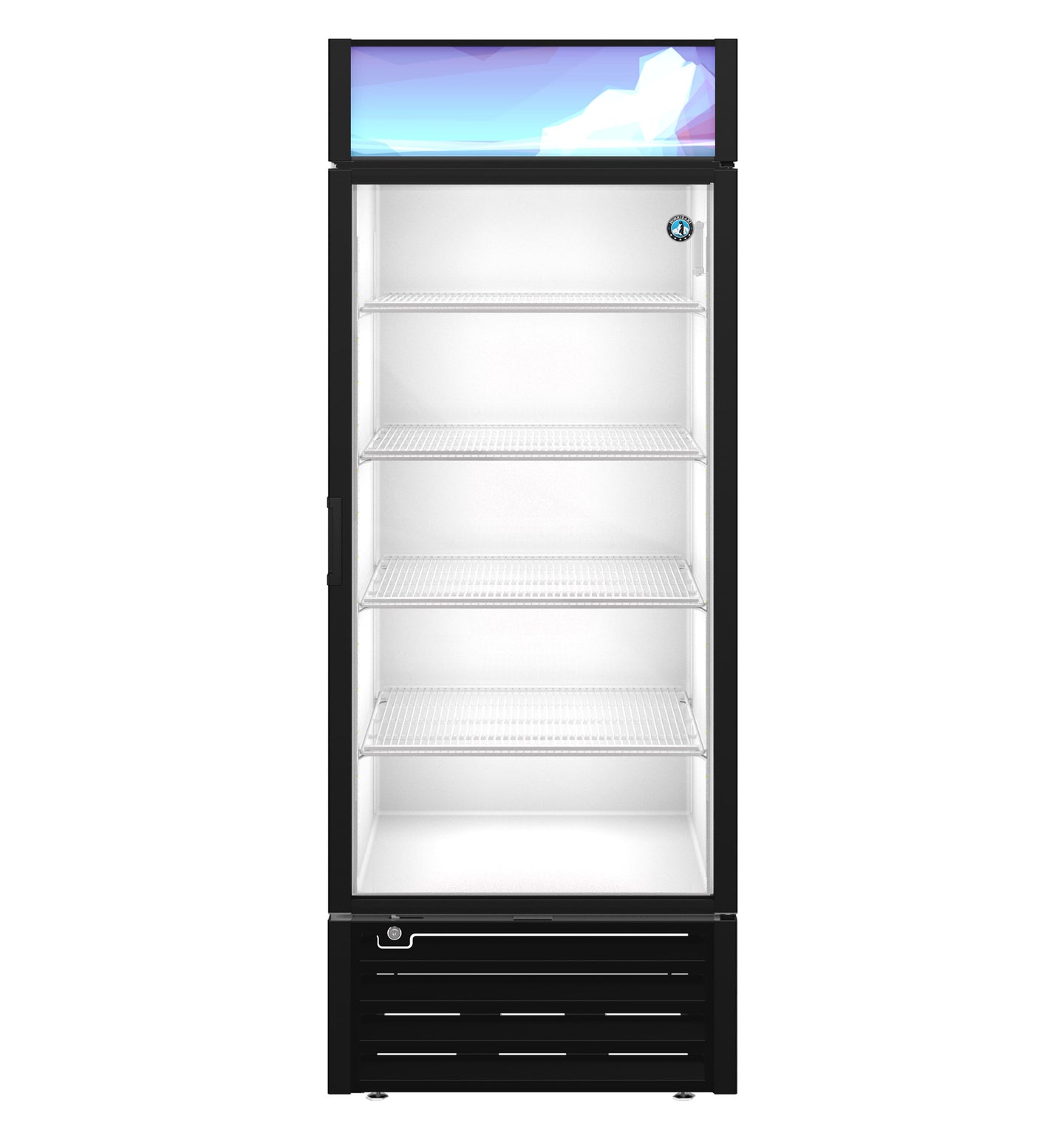Hoshizaki RM-26-HC-BLK black glass door refrigerated merchandiser, front view