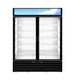 Hoshizaki RM-49-HC-BLK black two section glass door refrigerated merchandiser, front view