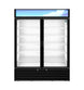 Hoshizaki RM-49-HC-BLK black two section glass door refrigerated merchandiser, front view