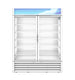 Hoshizaki RM-49-HC-WHT white two section glass door refrigerated merchandiser, front view