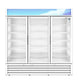 Hoshizaki RM-65-HC-WHT three section white glass door merchandiser refrigerator, front view