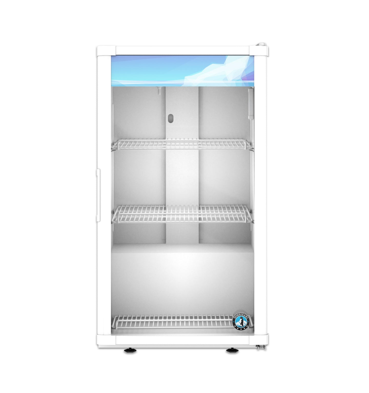 Hoshizaki RM-7-HC-WHT white countertop glass door merchandiser refrigerator, front view