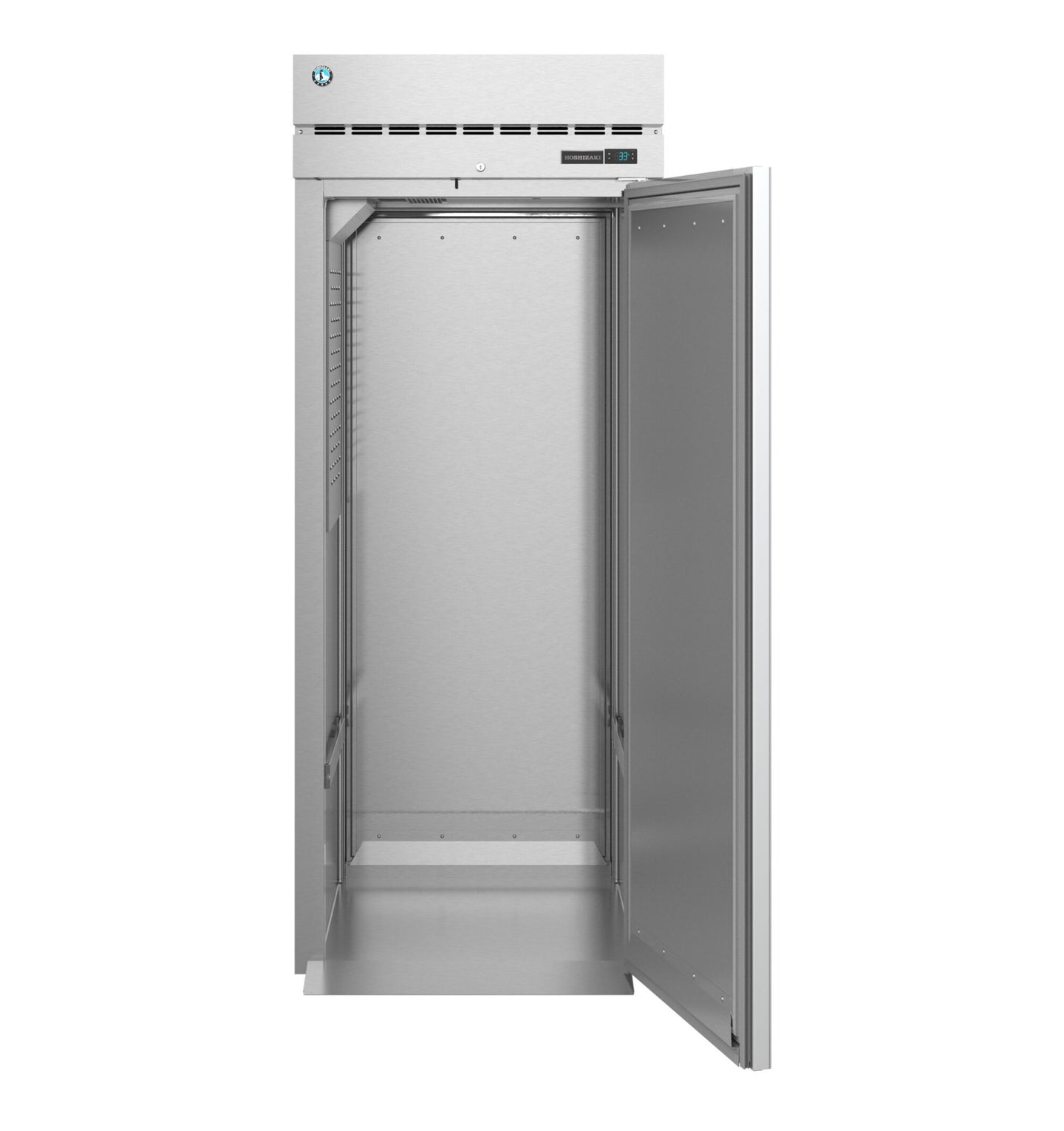 Hoshizaki RT1A-FS-FS roll-thru refrigerator with stainless door open