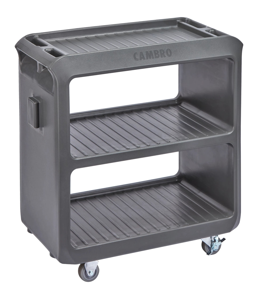 Cambro SC225615 charcoal gray small service cart with 2 rigid 2 swivel casters