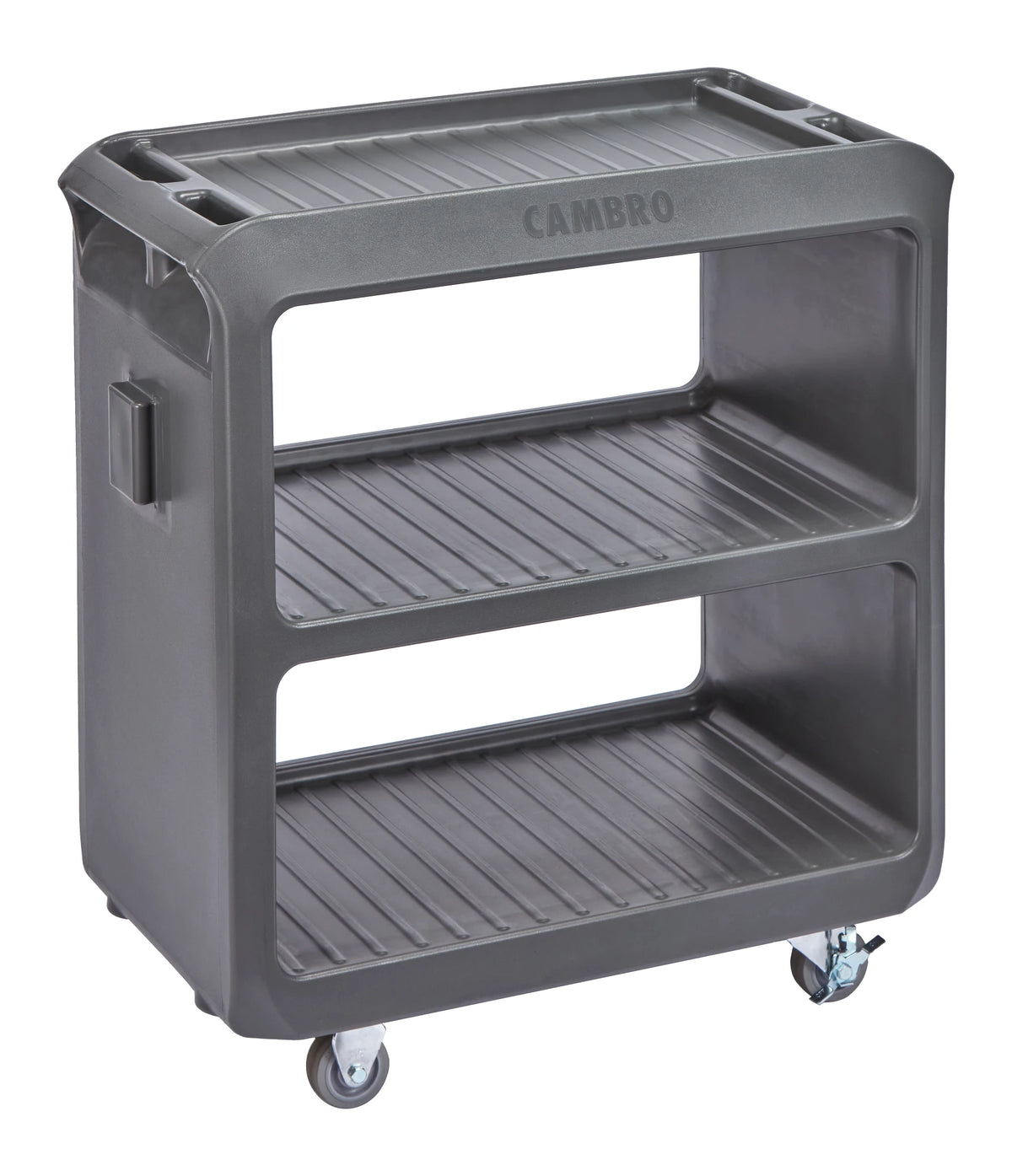 Cambro SC225615 charcoal gray small service cart with 2 rigid 2 swivel casters