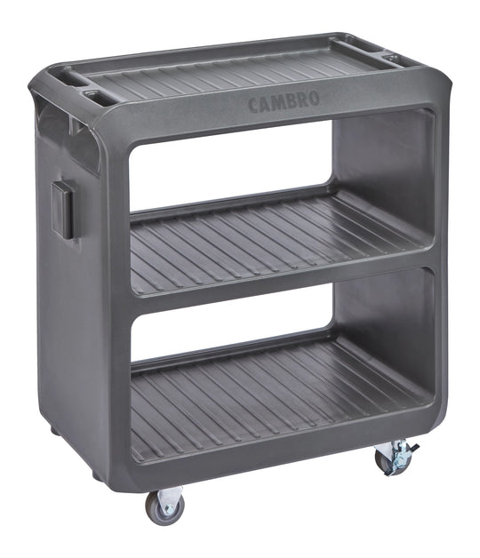 Cambro SC225615 charcoal gray small service cart with 2 rigid 2 swivel casters