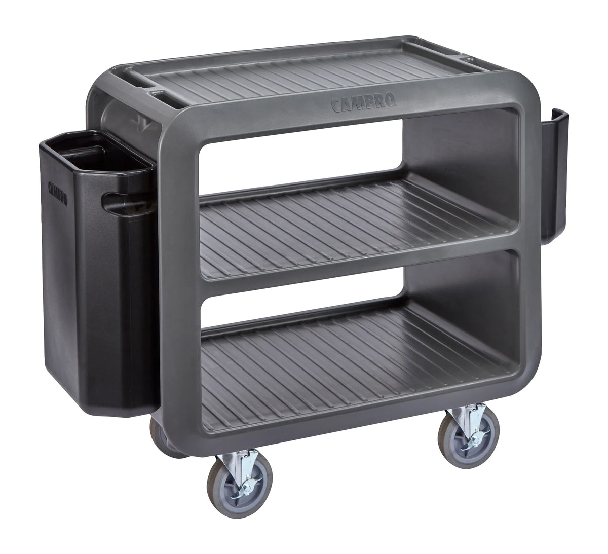 Cambro SC225S615 charcoal gray small service cart with 4 swivel casters