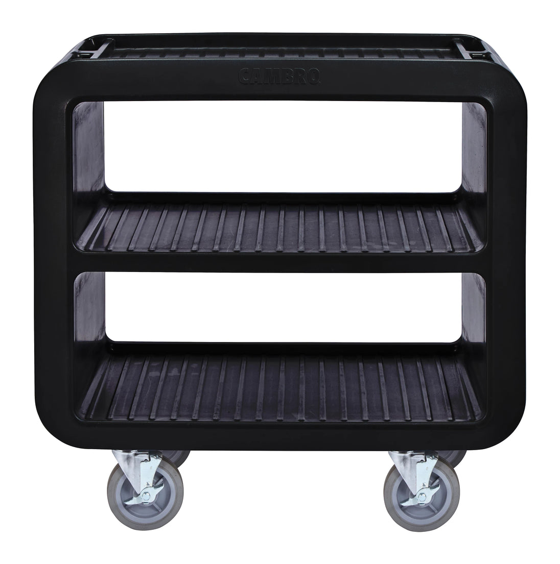 Cambro SC230110 black medium service cart with 2 rigid 2 swivel casters