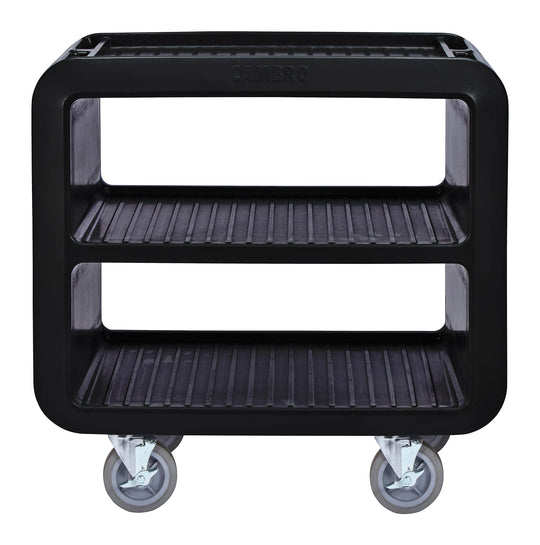 Cambro SC230110 black medium service cart with 2 rigid 2 swivel casters