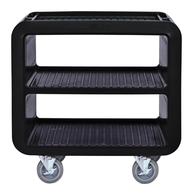 Cambro SC230110 black medium service cart with 2 rigid 2 swivel casters