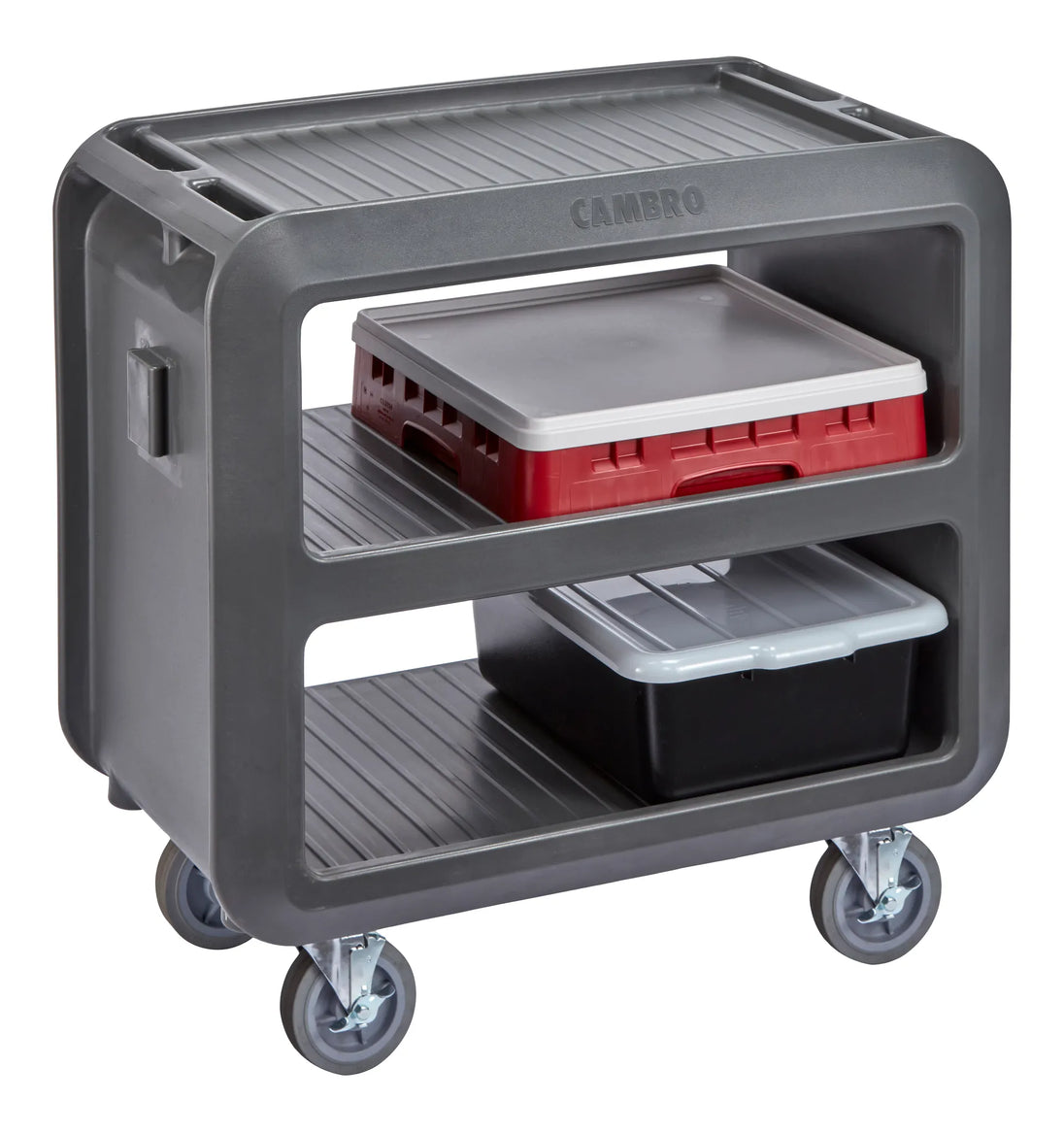 Cambro SC230S615 charcoal gray medium service cart with 4 swivel casters