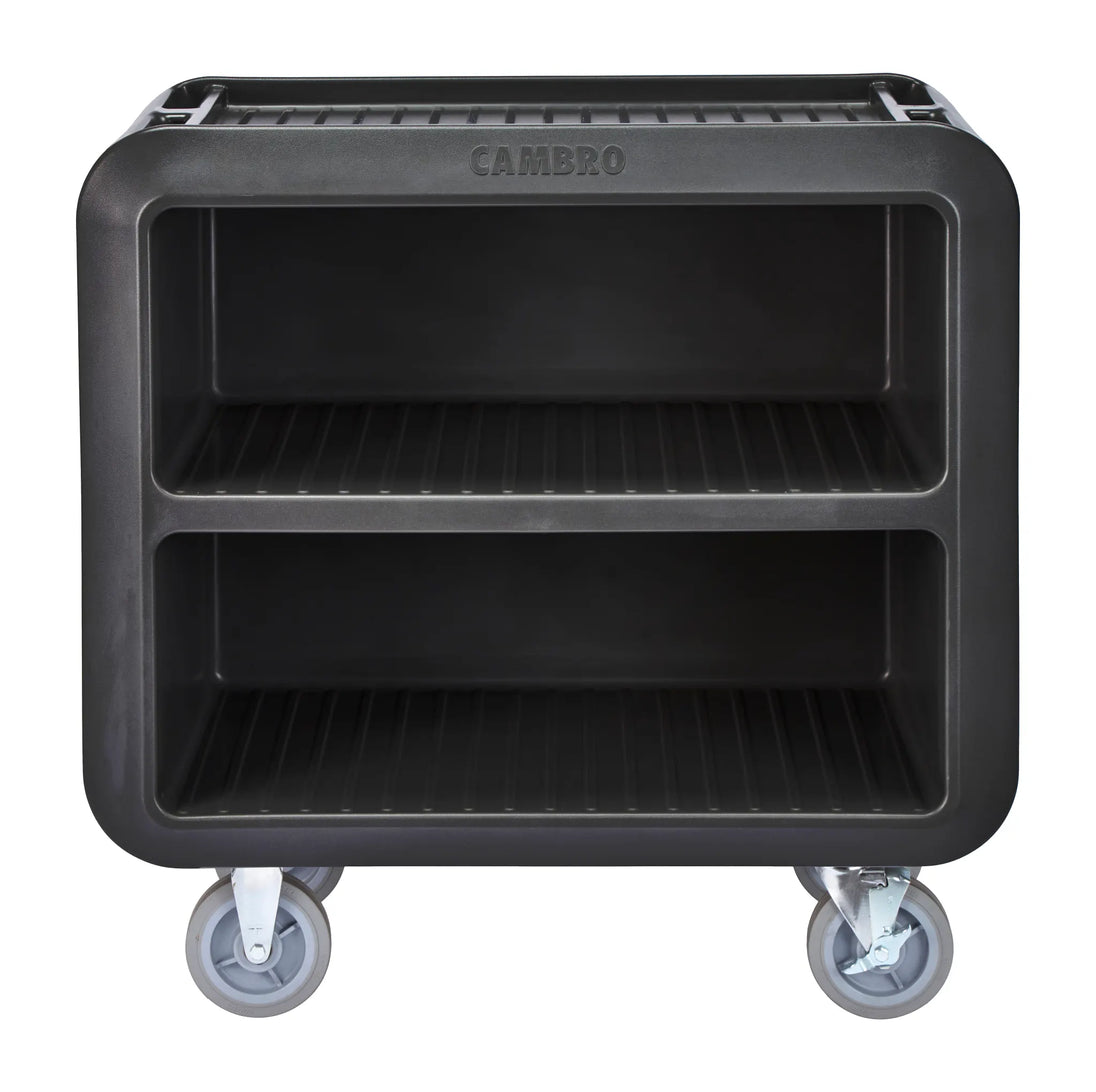 Cambro SC330110 black medium service cart with 2 rigid 2 swivel casters