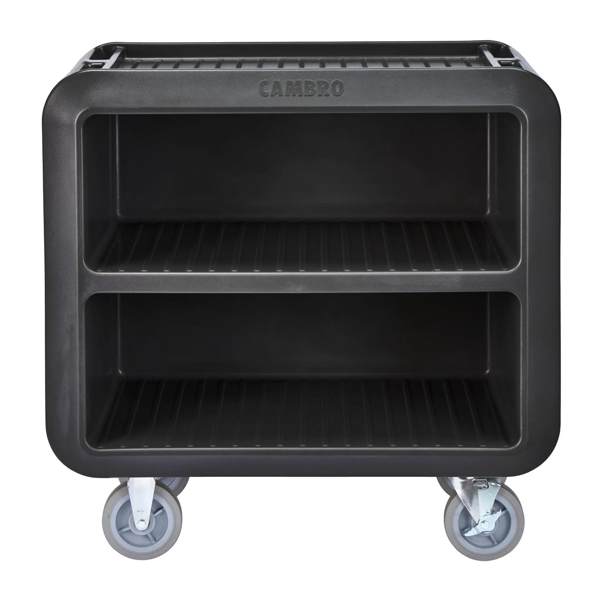 Cambro SC330110 black medium service cart with 2 rigid 2 swivel casters