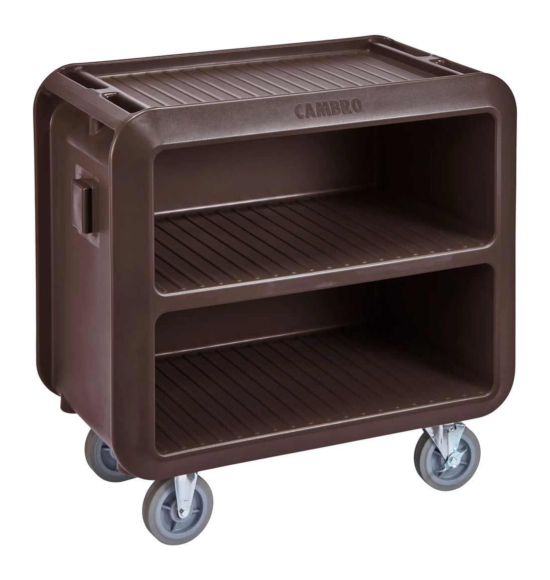 Cambro SC330131 dark brown medium service cart with 2 rigid 2 swivel casters