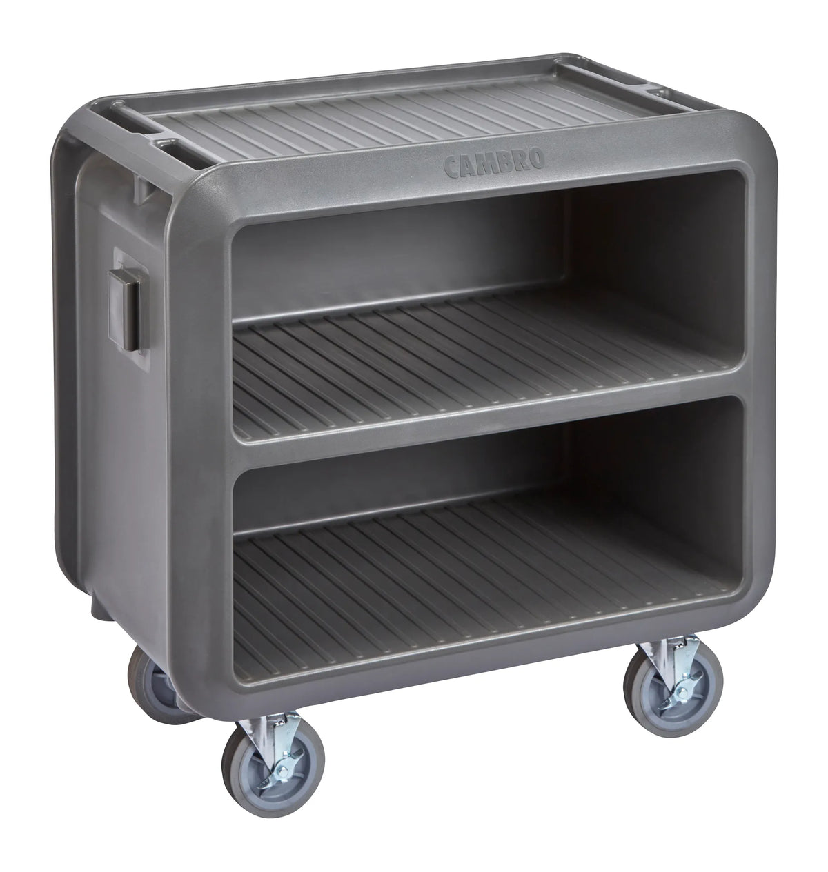 Cambro SC330S615 charcoal gray medium service cart with 4 swivel casters