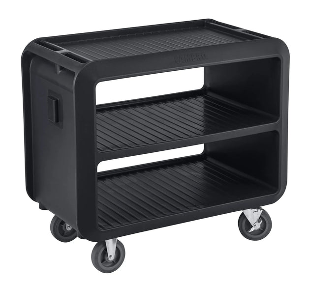 Cambro SC337110 black large service cart with 2 rigid 2 swivel casters
