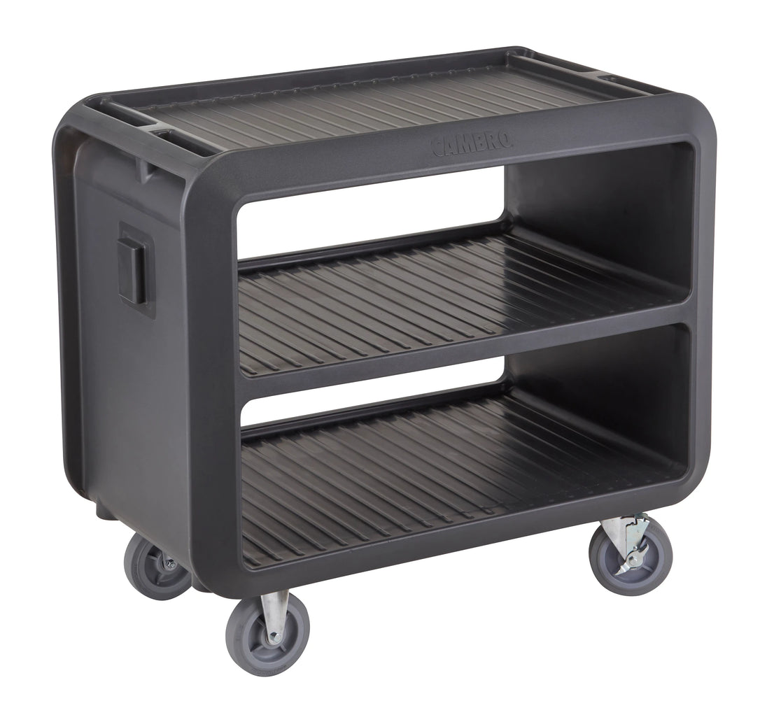 Cambro SC337615 charcoal gray large service cart with 2 rigid 2 swivel casters