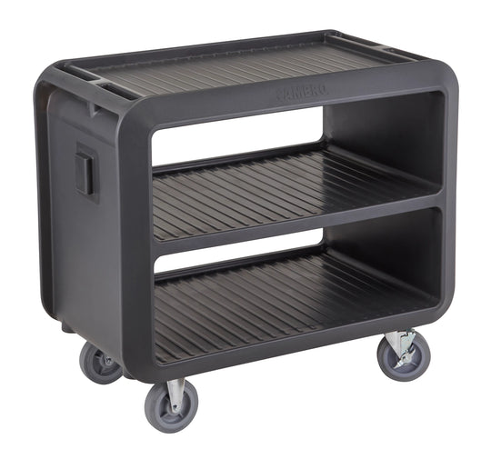 Cambro SC337615 charcoal gray large service cart with 2 rigid 2 swivel casters