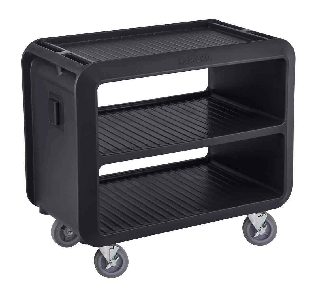 Cambro SC337S110 black large service cart with 4 swivel casters