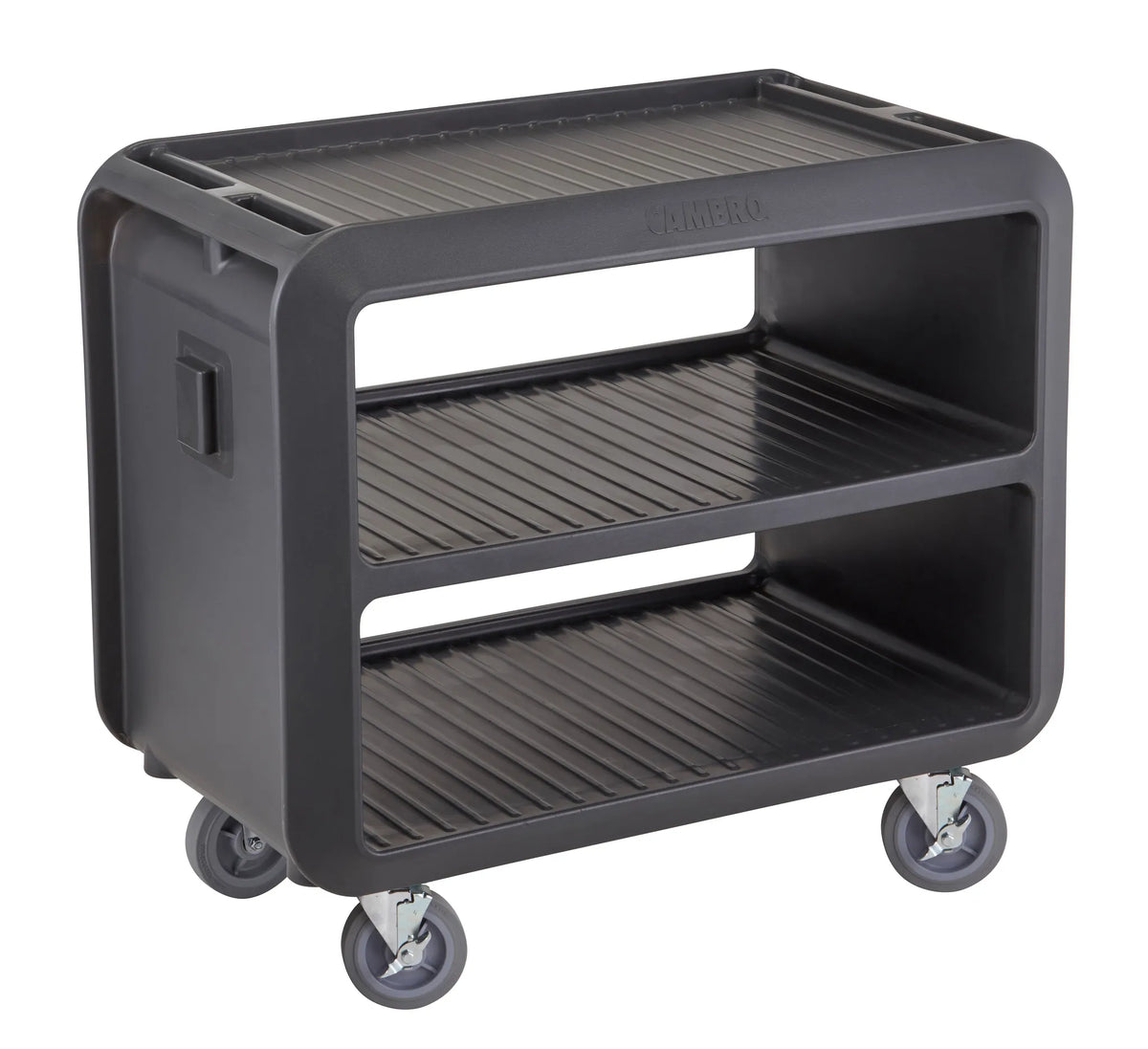 Cambro SC337S615 charcoal gray large service cart with 4 swivel casters