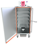Cookshack SM160 electric smoker oven interior with five 18 inch grills