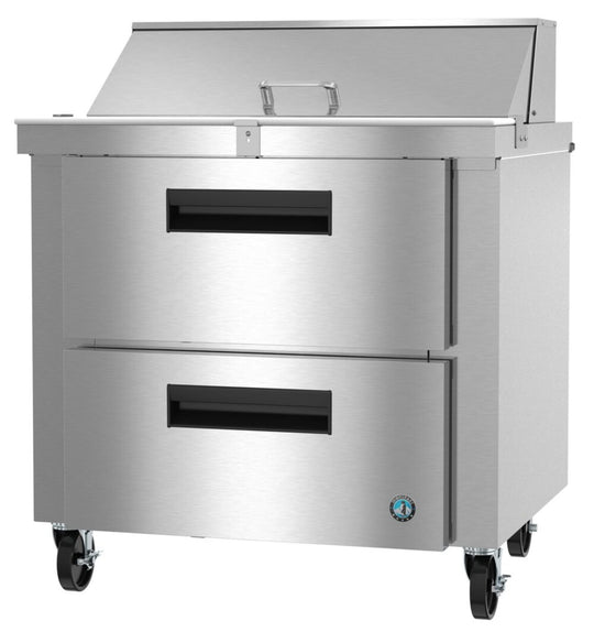 Hoshizaki SR36B-10D2 36 inch sandwich prep table refrigerator with two drawers, Steelheart Series
