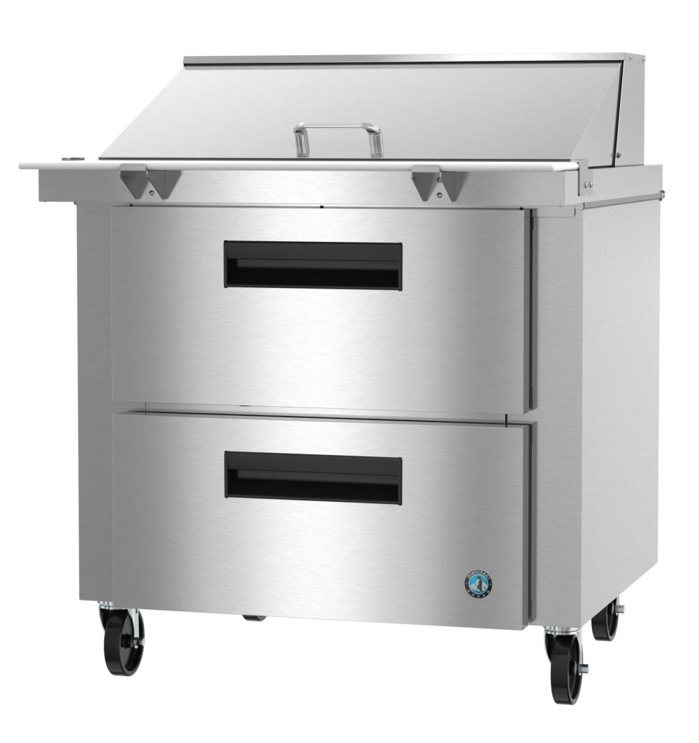 Hoshizaki SR36B-15MD2 36 inch Mega Top prep table refrigerator with two drawers, Steelheart Series