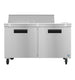 Hoshizaki SR60B-12 sandwich prep table front view showing pan rail and stainless doors