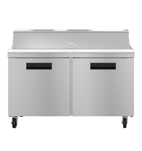 Hoshizaki SR60B-16 sandwich prep table front view with sixteen pan rail