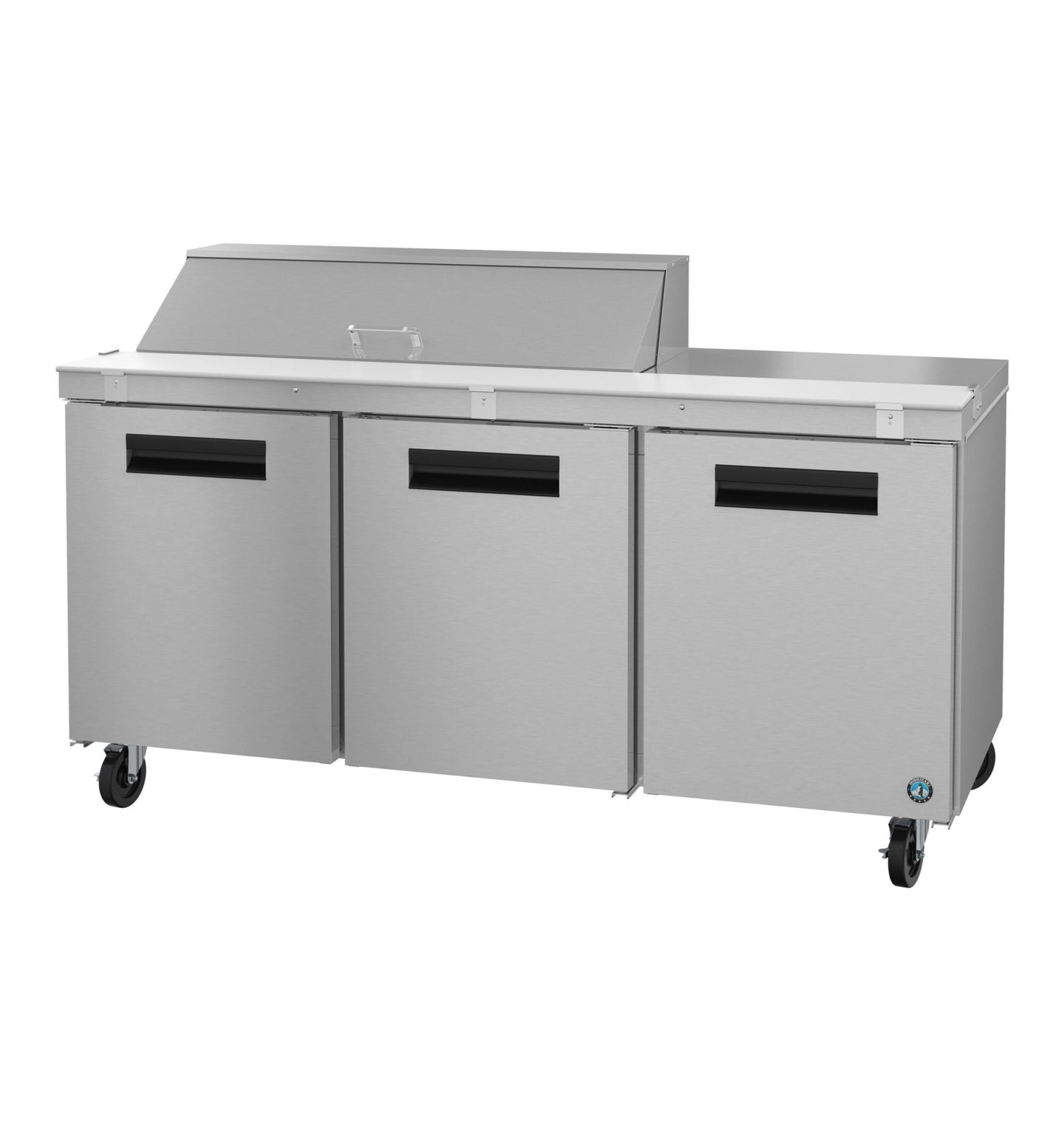 Hoshizaki SR72B-12 72 inch three section sandwich prep table refrigerator, stainless steel