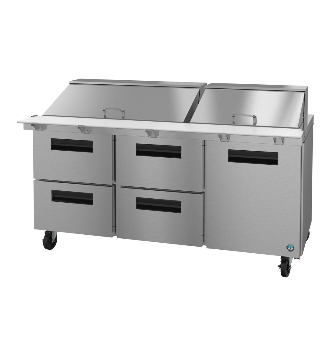 Hoshizaki SR72B-30MD4 72 inch mega top prep table refrigerator with one door and four drawers