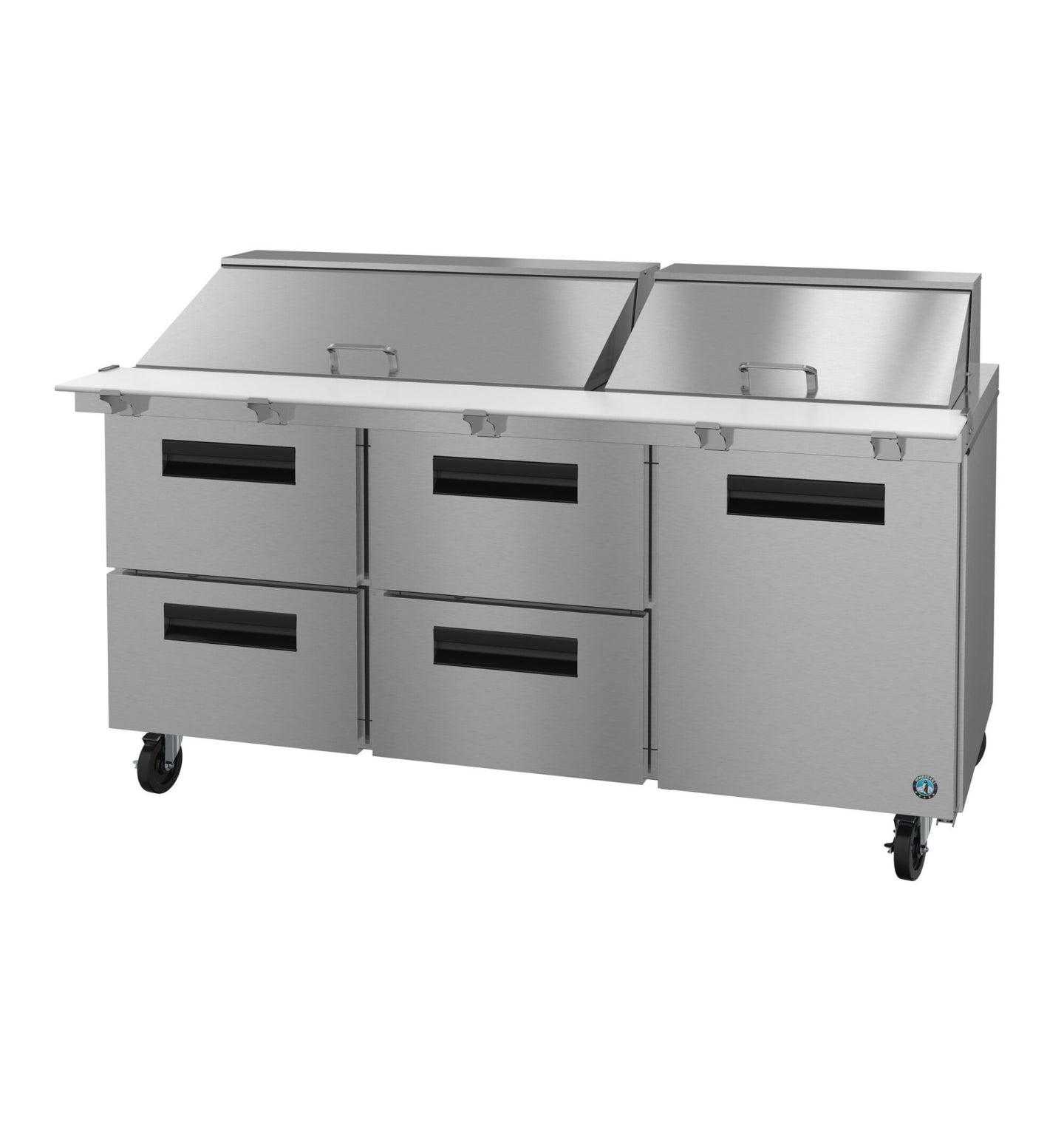 Hoshizaki SR72B-30MD4 72 inch mega top prep table refrigerator with one door and four drawers
